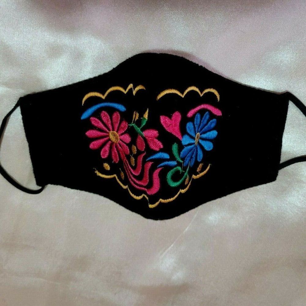 Mexican Embroidered Handmade Face Mask Cubrebocas Artesanal Triple Layer…